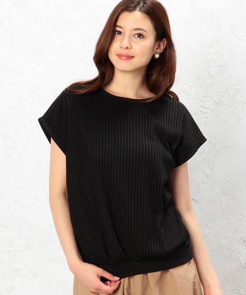 green label relaxing（グリーンレーベルリラクシング）の「GT P/N シアーSTP スソタックPOカットソー（Tシャツ/カットソー・レディース・オフホワイト/ブラック・フリー）」の2枚目の写真