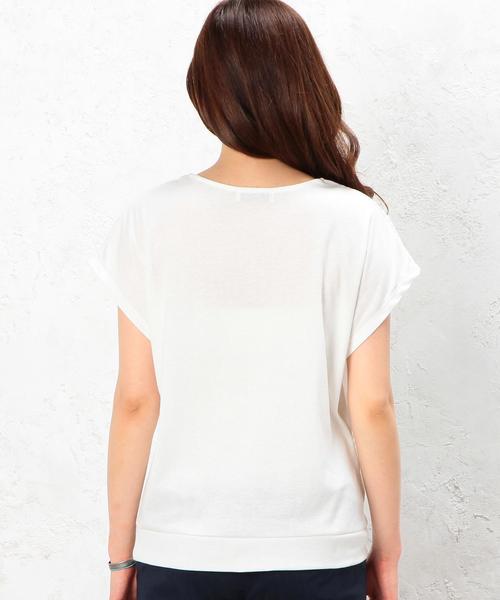 green label relaxing（グリーンレーベルリラクシング）の「GT P/N シアーSTP スソタックPOカットソー（Tシャツ/カットソー・レディース・オフホワイト/ブラック・フリー）」の5枚目の写真