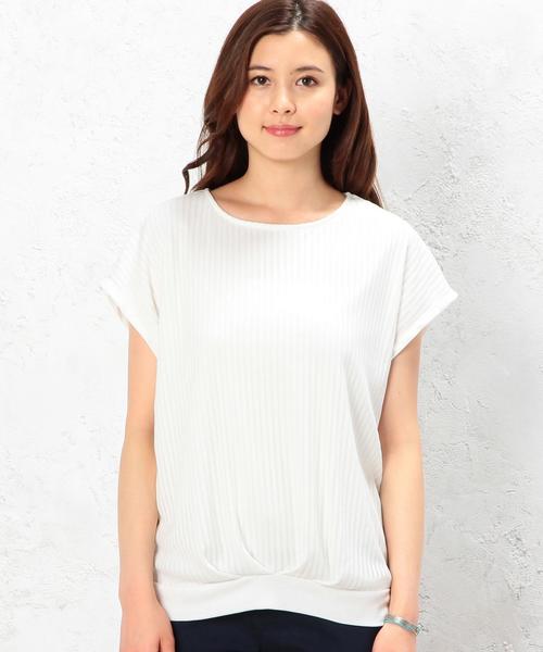 green label relaxing（グリーンレーベルリラクシング）の「GT P/N シアーSTP スソタックPOカットソー（Tシャツ/カットソー・レディース・オフホワイト/ブラック・フリー）」の6枚目の写真