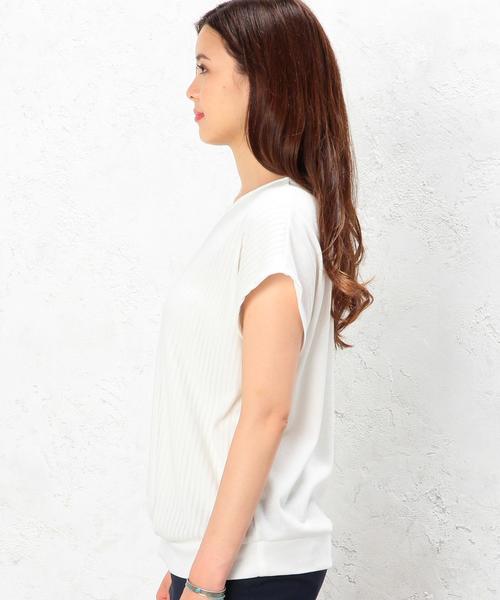 green label relaxing（グリーンレーベルリラクシング）の「GT P/N シアーSTP スソタックPOカットソー（Tシャツ/カットソー・レディース・オフホワイト/ブラック・フリー）」の7枚目の写真