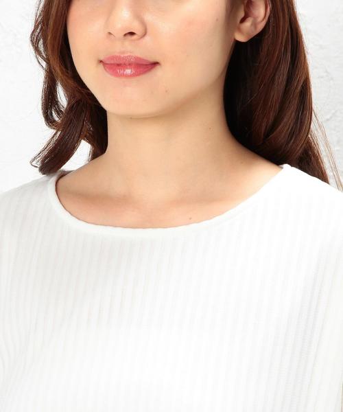 green label relaxing（グリーンレーベルリラクシング）の「GT P/N シアーSTP スソタックPOカットソー（Tシャツ/カットソー・レディース・オフホワイト/ブラック・フリー）」の9枚目の写真