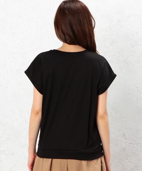 green label relaxing（グリーンレーベルリラクシング）の「GT P/N シアーSTP スソタックPOカットソー（Tシャツ/カットソー・レディース・オフホワイト/ブラック・フリー）」の3枚目の写真