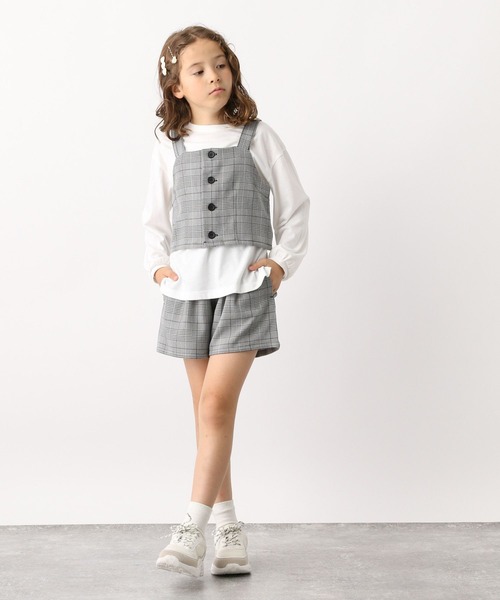 GLOBAL WORK（グローバルワーク）の「3SETビスチェセットアップ/966390（ワンピース・キッズ・チェック/グレイッシュベージュ・100cm/110cm/120cm/130cm/140cm/150cm/160cm）」の4枚目の写真