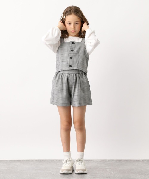 GLOBAL WORK（グローバルワーク）の「3SETビスチェセットアップ/966390（ワンピース・キッズ・チェック/グレイッシュベージュ・100cm/110cm/120cm/130cm/140cm/150cm/160cm）」の5枚目の写真