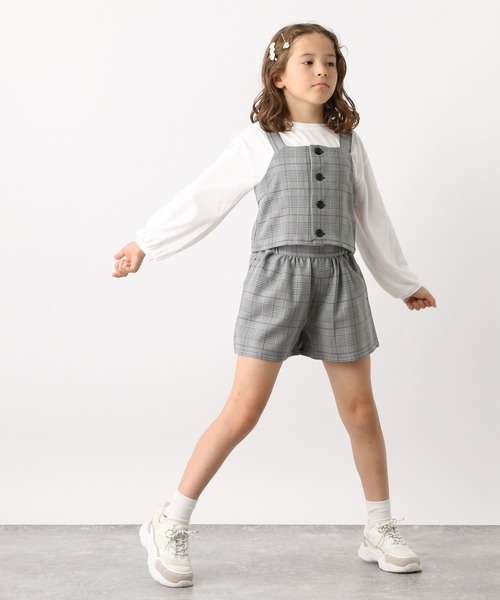 GLOBAL WORK（グローバルワーク）の「3SETビスチェセットアップ/966390（ワンピース・キッズ・チェック/グレイッシュベージュ・100cm/110cm/120cm/130cm/140cm/150cm/160cm）」の7枚目の写真
