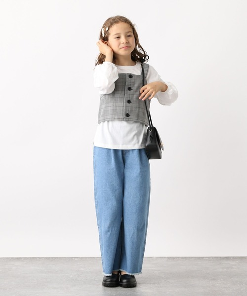 GLOBAL WORK（グローバルワーク）の「3SETビスチェセットアップ/966390（ワンピース・キッズ・チェック/グレイッシュベージュ・100cm/110cm/120cm/130cm/140cm/150cm/160cm）」の10枚目の写真