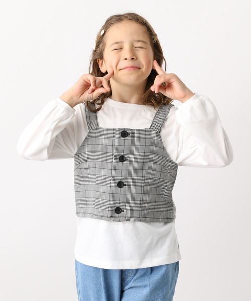 GLOBAL WORK（グローバルワーク）の「3SETビスチェセットアップ/966390（ワンピース・キッズ・チェック/グレイッシュベージュ・100cm/110cm/120cm/130cm/140cm/150cm/160cm）」の13枚目の写真