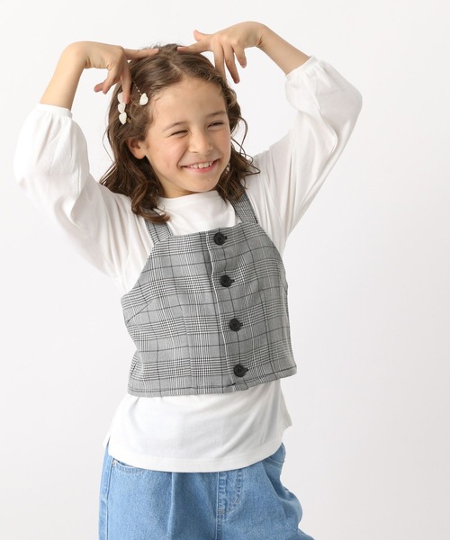 GLOBAL WORK（グローバルワーク）の「3SETビスチェセットアップ/966390（ワンピース・キッズ・チェック/グレイッシュベージュ・100cm/110cm/120cm/130cm/140cm/150cm/160cm）」の14枚目の写真