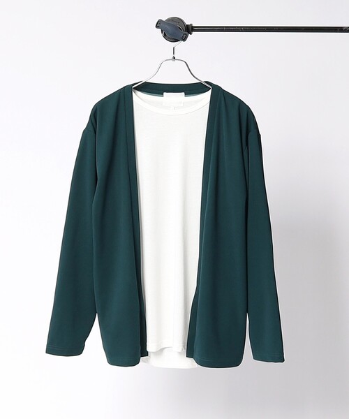 THE SHOP TK (ザ ショップ ティーケー )の「◆【カーディガン+Tシャツ 2枚セットアイテム】接触冷感アンサンブルカーディガン(カーディガン/ボレロ・メンズ・ブラック/ブルー/グリーン/ベージュ・02/03/04)」の4枚目の写真