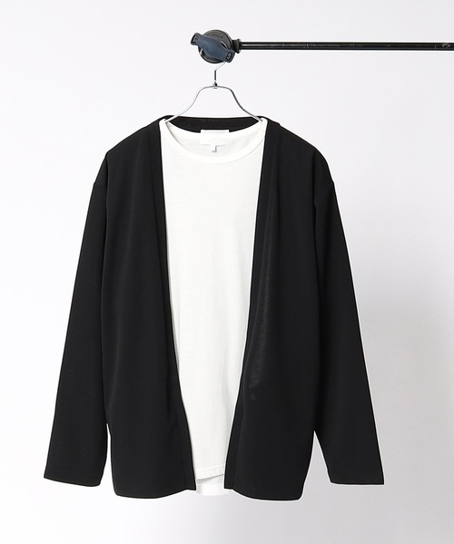THE SHOP TK (ザ ショップ ティーケー )の「◆【カーディガン+Tシャツ 2枚セットアイテム】接触冷感アンサンブルカーディガン(カーディガン/ボレロ・メンズ・ブラック/ブルー/グリーン/ベージュ・02/03/04)」の2枚目の写真