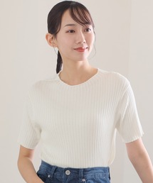 プチハイネックハーフスリーブサマーニット