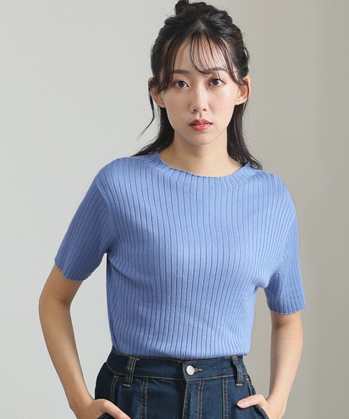 プチハイネックハーフスリーブサマーニット（ニット/セーター