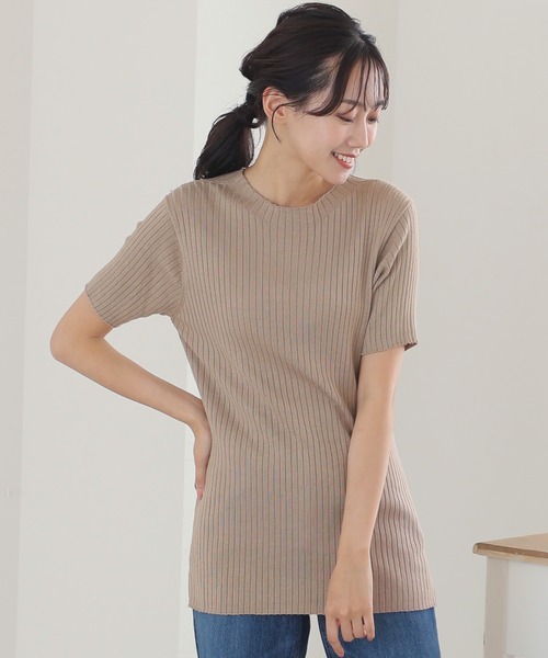 ElegChic(エレグシック)の「プチハイネックハーフスリーブサマーニット(ニット/セーター・レディース・ブラック/グレイッシュベージュ/オフホワイト/ブルー・XL/4L/M)」の17枚目の写真