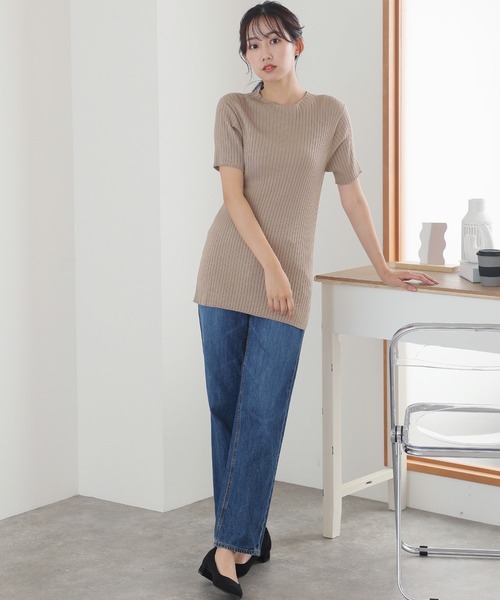ElegChic(エレグシック)の「プチハイネックハーフスリーブサマーニット(ニット/セーター・レディース・ブラック/グレイッシュベージュ/オフホワイト/ブルー・XL/4L/M)」の20枚目の写真