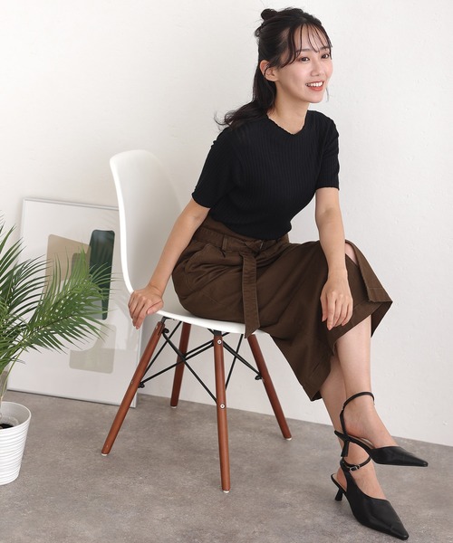 プチハイネックハーフスリーブサマーニット（ニット/セーター