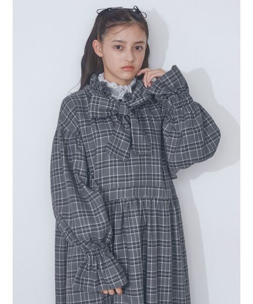 merry jenny（メリージェニー）の「チェックブラウジングリボンワンピース（ワンピース・レディース・ネイビー/グレー・FREE）」の15枚目の写真