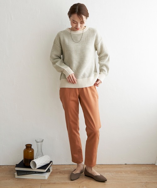 ikka（イッカ）の「【親子コーデ】バーズアイ柄ニットプルオーバー（ニット/セーター・レディース・オリーブ/スカイブルー/ブラック・S/L/M）」の8枚目の写真