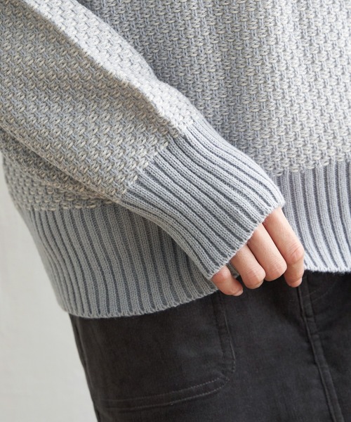 ikka（イッカ）の「【親子コーデ】バーズアイ柄ニットプルオーバー（ニット/セーター・レディース・オリーブ/スカイブルー/ブラック・S/L/M）」の15枚目の写真