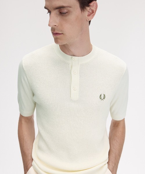 Waffle Stitch Henley Neck T-Shirt／ワッフルステッチヘンリーネックTシャツ
