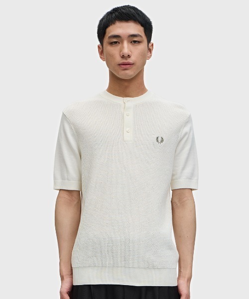 Waffle Stitch Henley Neck T-Shirt／ワッフルステッチヘンリーネックT