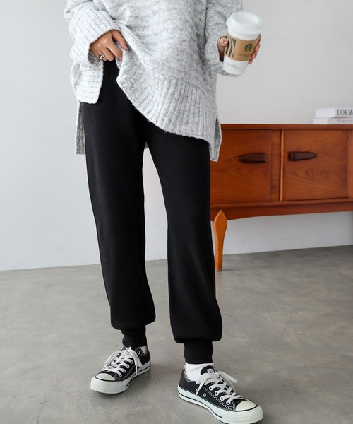 andme（アンドミー）の「ストレッチジョガーニットパンツ（その他パンツ・レディース・ライトベージュ/カーキ/クリーム/ブラック/グレー/イエロー/グレー系/ブラウン・L/M）」の12枚目の写真