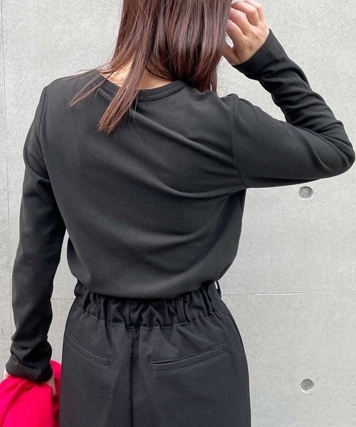 PICCIN（ピッチン）の「起毛UネックロンT（Tシャツ/カットソー・レディース・チャコールグレー/アイボリー/ブラック・M）」の14枚目の写真