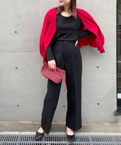 PICCIN（ピッチン）の「起毛UネックロンT（Tシャツ/カットソー・レディース・チャコールグレー/アイボリー/ブラック・M）」の16枚目の写真