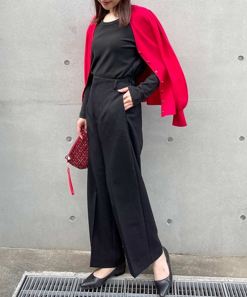 PICCIN（ピッチン）の「起毛UネックロンT（Tシャツ/カットソー・レディース・チャコールグレー/アイボリー/ブラック・M）」の17枚目の写真