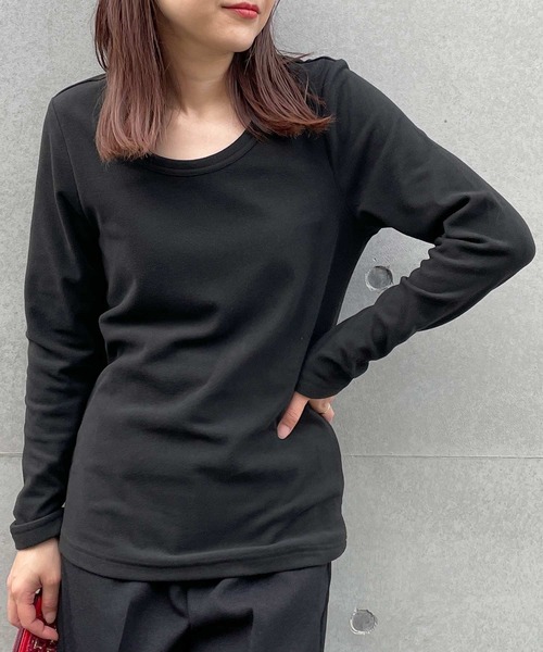 PICCIN（ピッチン）の「起毛UネックロンT（Tシャツ/カットソー・レディース・チャコールグレー/アイボリー/ブラック・M）」の19枚目の写真