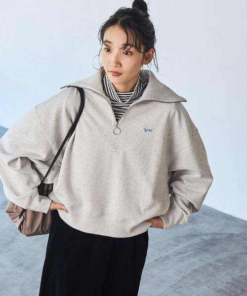 PENNEYS（ぺニーズ）の「PENNEYS（ぺニーズ）別注ヘビーウエイト裏毛ハーフジッププルオーバー（スウェット・レディース・グレー/オフホワイト/ダークグレー/ライム/ネイビー/ブラック/ケリーグリーン/コバルトブルー・FREE）」の9枚目の写真