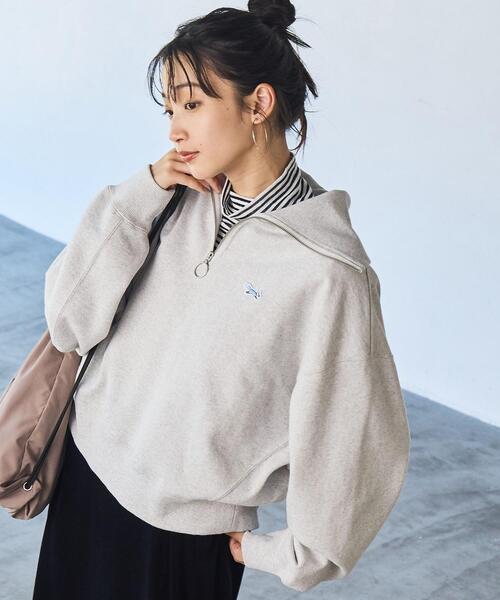 PENNEYS（ぺニーズ）の「PENNEYS（ぺニーズ）別注ヘビーウエイト裏毛ハーフジッププルオーバー（スウェット・レディース・グレー/オフホワイト/ダークグレー/ライム/ネイビー/ブラック/ケリーグリーン/コバルトブルー・FREE）」の10枚目の写真