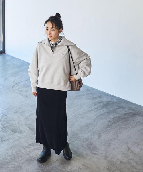 PENNEYS（ぺニーズ）の「PENNEYS（ぺニーズ）別注ヘビーウエイト裏毛ハーフジッププルオーバー（スウェット・レディース・グレー/オフホワイト/ダークグレー/ライム/ネイビー/ブラック/ケリーグリーン/コバルトブルー・FREE）」の12枚目の写真