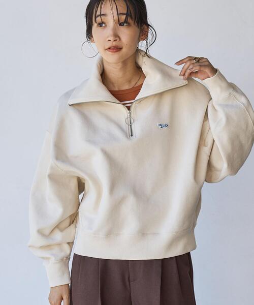 PENNEYS（ぺニーズ）の「PENNEYS（ぺニーズ）別注ヘビーウエイト裏毛ハーフジッププルオーバー（スウェット・レディース・グレー/オフホワイト/ダークグレー/ライム/ネイビー/ブラック/ケリーグリーン/コバルトブルー・FREE）」の16枚目の写真