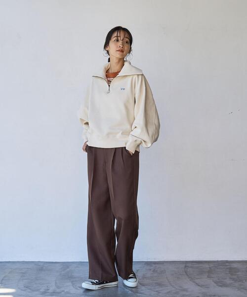 PENNEYS（ぺニーズ）の「PENNEYS（ぺニーズ）別注ヘビーウエイト裏毛ハーフジッププルオーバー（スウェット・レディース・グレー/オフホワイト/ダークグレー/ライム/ネイビー/ブラック/ケリーグリーン/コバルトブルー・FREE）」の20枚目の写真