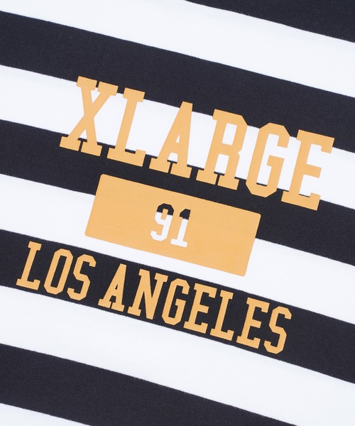 XLARGE（エクストララージ）の「COLLEGE LOGO STRIPED L/S TEE（Tシャツ/カットソー・メンズ・グリーン/ホワイト/ピンク・M/L/XL/S）」の6枚目の写真