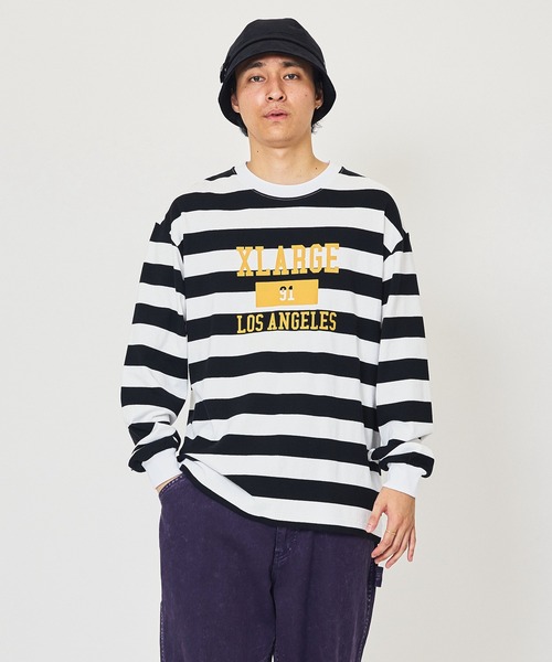 XLARGE（エクストララージ）の「COLLEGE LOGO STRIPED L/S TEE（Tシャツ/カットソー・メンズ・グリーン/ホワイト/ピンク・M/L/XL/S）」の10枚目の写真