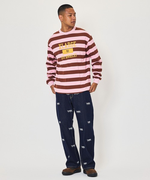 XLARGE（エクストララージ）の「COLLEGE LOGO STRIPED L/S TEE（Tシャツ/カットソー・メンズ・グリーン/ホワイト/ピンク・M/L/XL/S）」の15枚目の写真