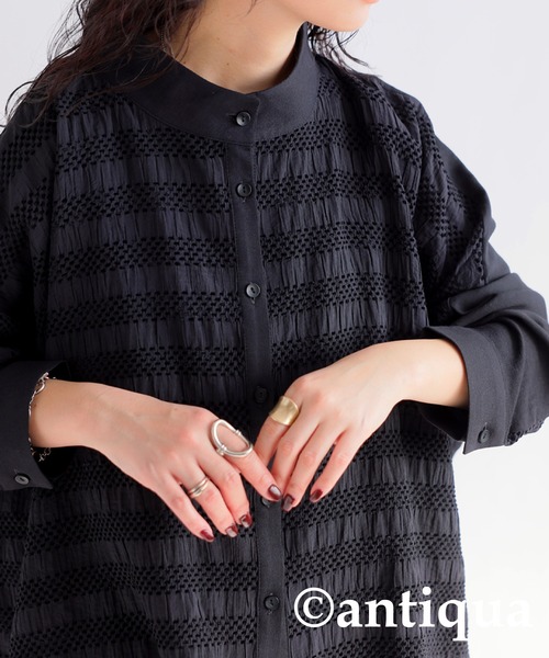 ベロアステッチシャツ（シャツ/ブラウス）｜antiqua（アンティカ） mdprevattcaulkingandwaterproofing.com