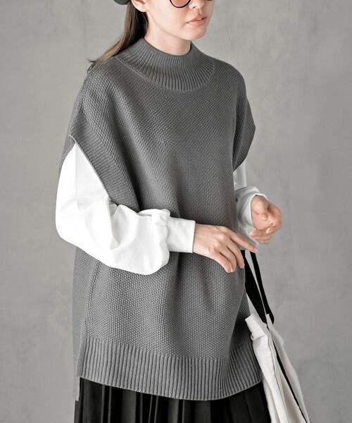 rps（アールピーエス）の「インナーＳＥＴニットベストアンサンブル（ベスト・レディース・ダークネイビー/アイボリー/グレイッシュベージュ/イエロー系その他/ブラック/マスタード/グレー・フリー）」の4枚目の写真