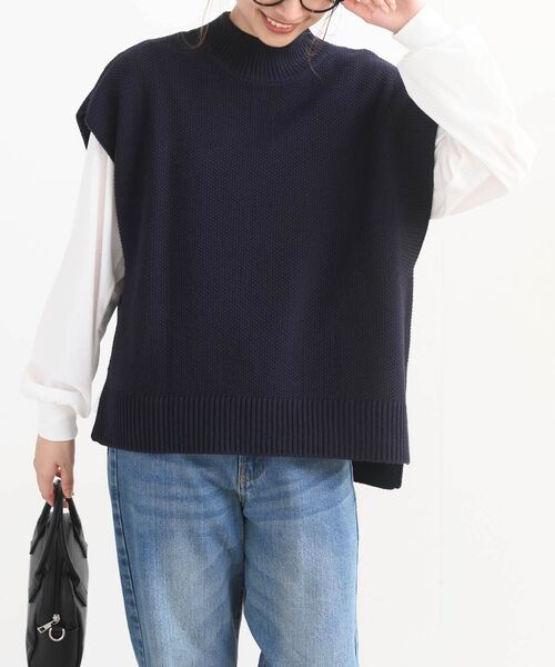 rps（アールピーエス）の「インナーＳＥＴニットベストアンサンブル（ベスト・レディース・ダークネイビー/アイボリー/グレイッシュベージュ/イエロー系その他/ブラック/マスタード/グレー・フリー）」の6枚目の写真