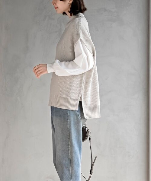 rps（アールピーエス）の「インナーＳＥＴニットベストアンサンブル（ベスト・レディース・ダークネイビー/アイボリー/グレイッシュベージュ/イエロー系その他/ブラック/マスタード/グレー・フリー）」の9枚目の写真