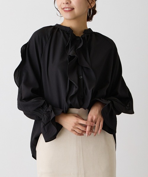 OWLSPALE（オールズペール）の「ラッフルフリルブラウス（シャツ/ブラウス・レディース・ブラック/オフホワイト/ブラック系その他・FREE）」の2枚目の写真
