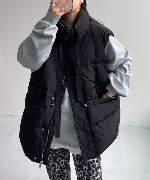 wee9s（ウィークス）の「middle down vest / ミドルダウンベスト（ダウンベスト・レディース・アイボリー/カーキ/ブラック・FREE）」の8枚目の写真