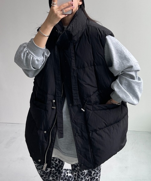 wee9s（ウィークス）の「middle down vest / ミドルダウンベスト（ダウンベスト・レディース・アイボリー/カーキ/ブラック・FREE）」の6枚目の写真