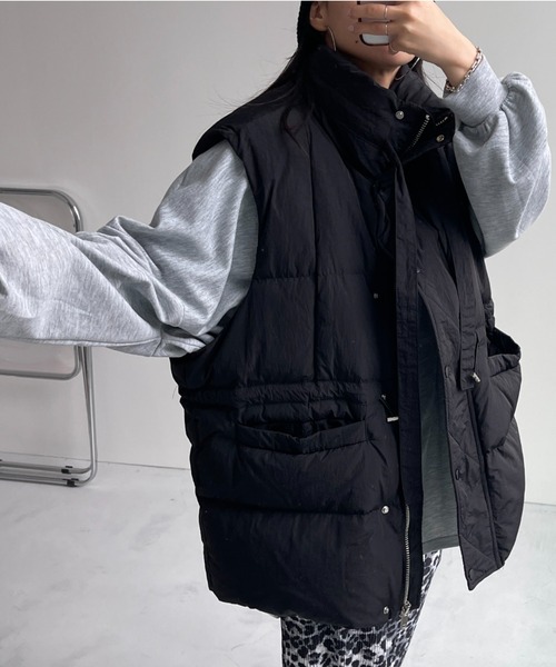 wee9s（ウィークス）の「middle down vest / ミドルダウンベスト（ダウンベスト・レディース・アイボリー/カーキ/ブラック・FREE）」の7枚目の写真