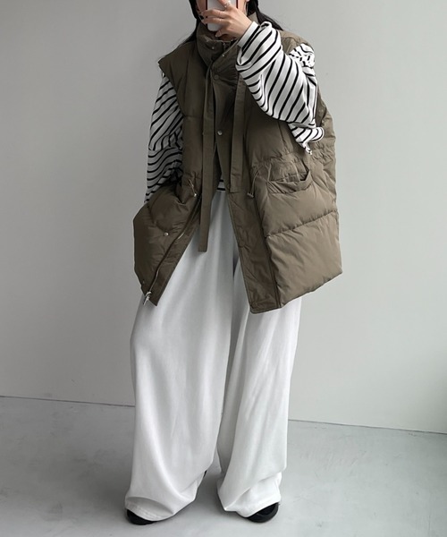 wee9s（ウィークス）の「middle down vest / ミドルダウンベスト（ダウンベスト・レディース・アイボリー/カーキ/ブラック・FREE）」の13枚目の写真