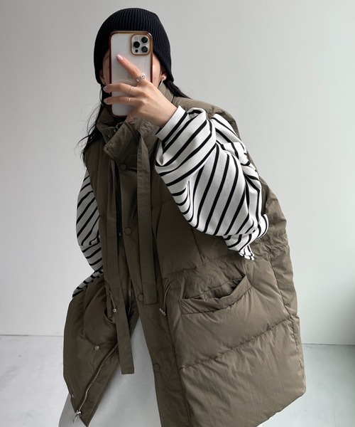 wee9s（ウィークス）の「middle down vest / ミドルダウンベスト（ダウンベスト・レディース・アイボリー/カーキ/ブラック・FREE）」の15枚目の写真