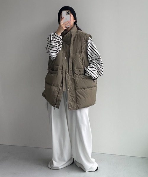 wee9s（ウィークス）の「middle down vest / ミドルダウンベスト（ダウンベスト・レディース・アイボリー/カーキ/ブラック・FREE）」の17枚目の写真
