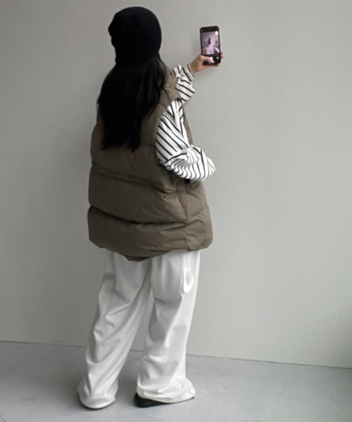 wee9s（ウィークス）の「middle down vest / ミドルダウンベスト（ダウンベスト・レディース・アイボリー/カーキ/ブラック・FREE）」の14枚目の写真