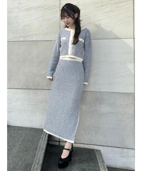 EATME（イートミー）の「バイカラーツイードライクスカート（セットアップ可能）（スカート・レディース・ブルー/ベージュ/ブラック・FREE）」の7枚目の写真